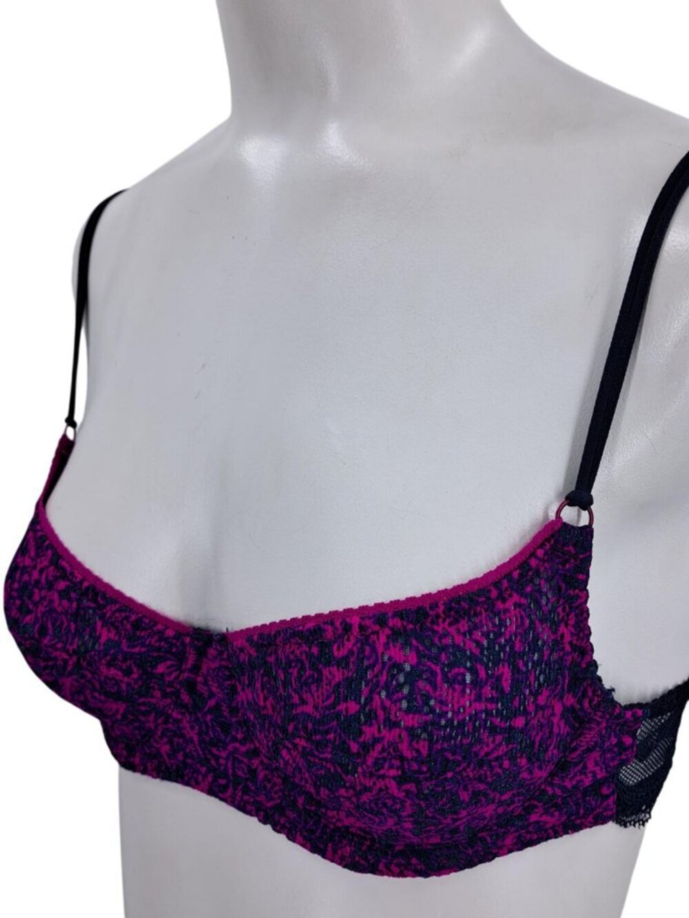Intimately Free People Underwire Lace Sheer Bra Size 34A Purple Blue Balconette
